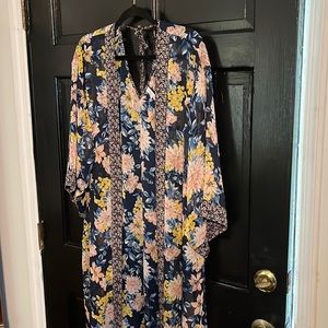 NWT Xhiliration Long Line, Open Front, Chiffon Floral Swim Cover